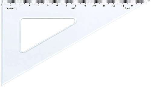 Esquadro Escaleno 60° de 16 cm com Escala, Trident, 1616, Acrílico Cristal, Incolor