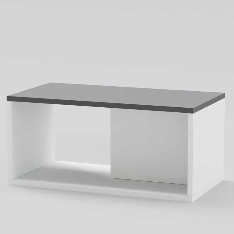 Image of Wooden Coffee Table for Living Room | Centre Table | Tea Table | Small Side Table | Center Table for Drawing Room | Modern Home Furniture Table | Color-White & Grey | Size-90x50x45 Cm