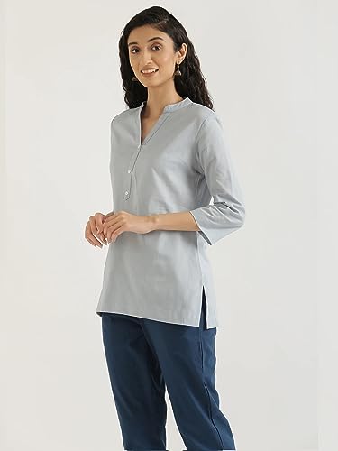 Image of SAYLAH Women Cotton Solid Color Short Length Kurti