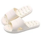 GuanZo Shower Slipper, Quick Drying Non-Slip Slippers, Bathroom House and Pool Sandals, in-Door Slipper for Gym, Soft Sole (S 5-6 US Men / 6-7 US Women, White)