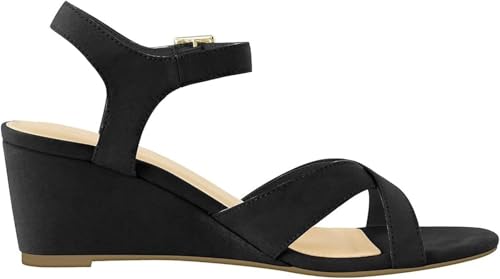 Womens Open Toe Bohemian Sandals Summer One Word Belt Vintage Suede Wedge Sandal Comfortable Arch Support Outdoor LightWeight Sandals for Outdoor Walking Driving4