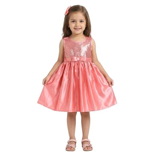 Image of Funshine Girls Spring Summer Casual Dress for Kids | Soft Breathable Comfortable Everyday Wear for Play School Outings Birthday Parties & Family Occasions | Stylish Lightweight Trendy Outfit