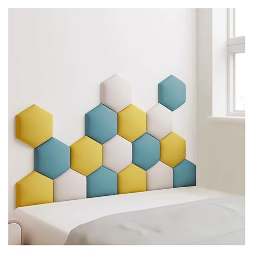DEHUDEOUHS Paquete de 17 Paneles de Pared tapizados, autoadhesivos hexagonales para decoración de habitación Infantil, Adhesivos anticolisión 3D para cabecero (Color: B, tamaño: 180 x 105 cm)