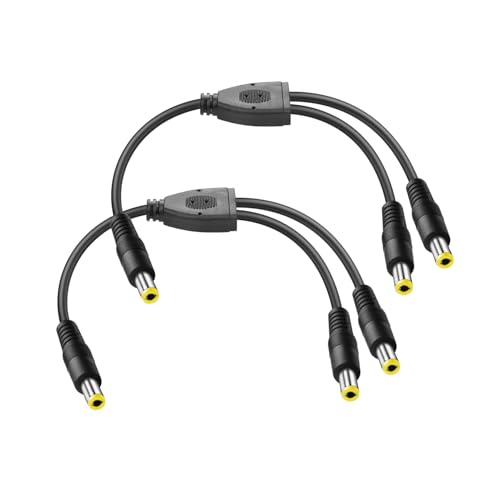 PNGKNYOCN 30cm DC 5,5x2,5 mm 1,2 cable de derivación de energía pública, cable de adaptación de derivación y, para Cámara de circuito cerrado de televisión dvr, cinturón de Luz LED(2 Pack)