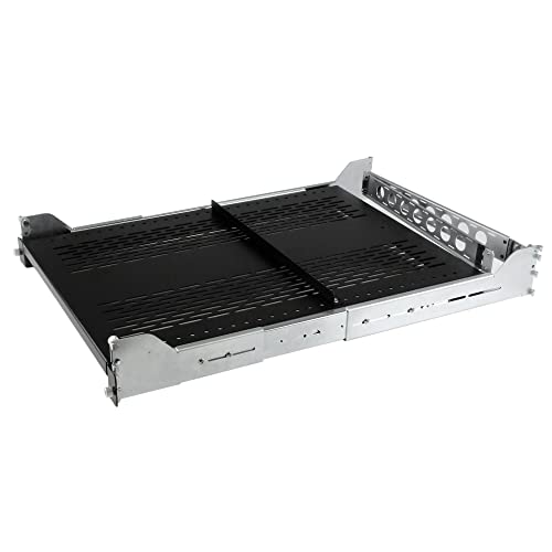 Image of StarTech.com 2U Vented Sliding Rack Shelf with Cable Management Arm and Adjustable Mount UNISLDSHF192