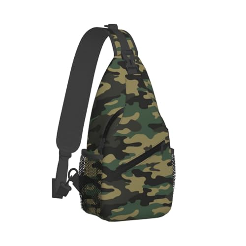 Sac banane pour voyage et randonnée en imprimé camouflage vert