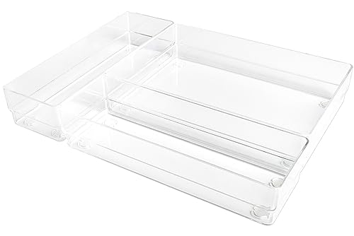 ALPOONS® - Schubladen Organizer (3 er transparent) mit Antirutsch Pads für einen extra stabilen Halt. Schminktisch Organizer 