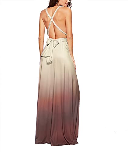 Image of Sexyshine Women's Backless Gown Dress Convertible Multi-Way Wrap Halter Cocktail Dress Bandage Bridesmaid Long Dresses