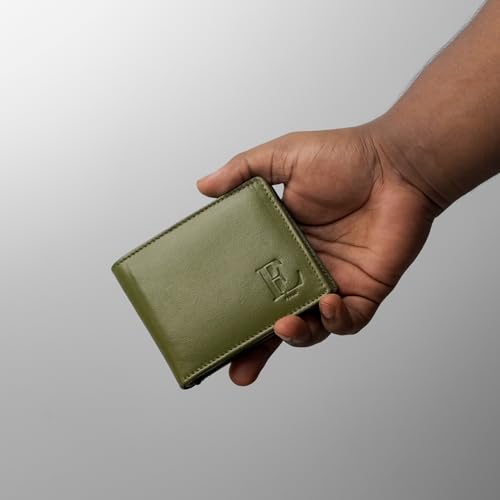 Image of Forest Green Genuine Leather Wallet for Men with 6 Card Slots | RFID Blocking | Bifold