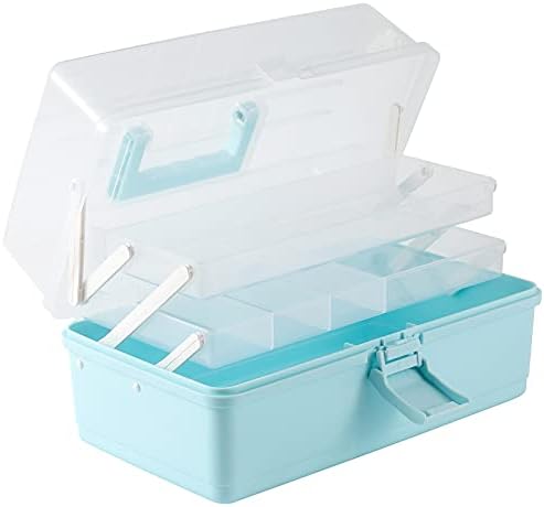 Craft Organizers and Storage Three Layer Sewing Box, 13 Inch Multipurpose Plastic Art Supply Storage Organizer/Tool Box Organizer/Hair Accessories Organizer/Craft Box with Lids