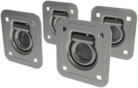 TCH Hardware 4 Pack Steel Recessed Tie Downs with Backing Plate | Heavy Duty | 6,000 lbs Load Capacity