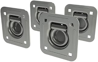 TCH Hardware 4 Pack Steel Recessed Tie Downs with Backing Plate | Heavy Duty | 6,000 lbs Load Capacity