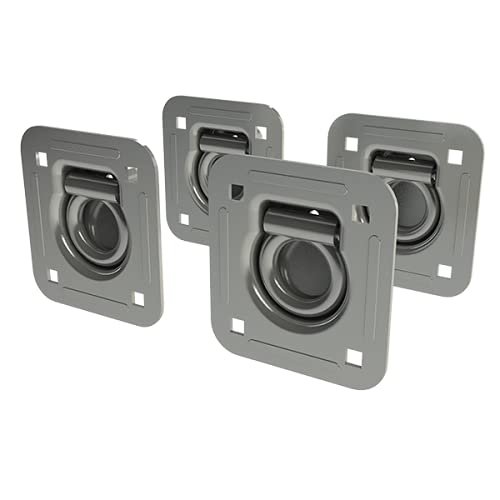 TCH Hardware 4 Pack Steel Recessed Tie Downs with Backing Plate | Heavy Duty | 6,000 lbs Load Capacity by TCH - Used condition - US$42.19