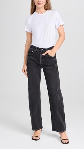 Image of PISTOLA - Lexi Mid Rise, Signature Bowed Straight Jeans - Light Denim Jeans