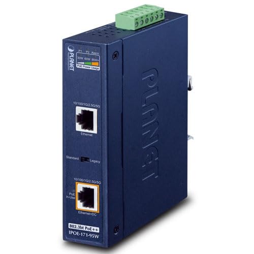 IPOE-171-95W - Industrial Single-Port Multi-Gigabit 802.3bt PoE++ Injector (Planet)