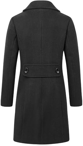 chouyatou Women Elegant Notched Collar Double Breasted Wool Blend Over Coat3