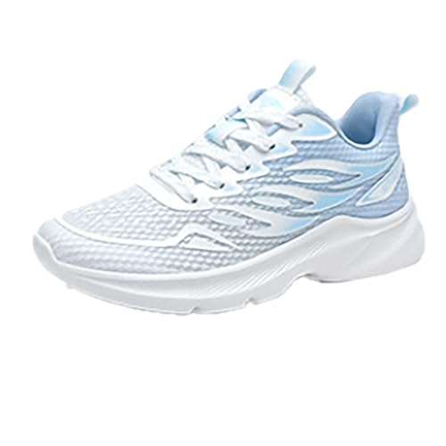 Zapatillas deportivas de malla de color sólido transpirable con puntera redonda y parte superior baja, color negro, Blue, 36.5/36 EU