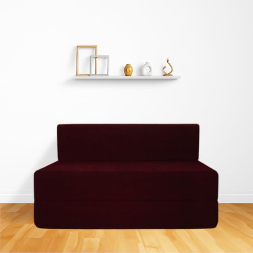 Image of CELLBELL Comfy Sofa Cum Bed 4x6 Feet | Foldable Dual Use Couch Bed with Soft Cushions, Washable Fabric Cover & Sturdy Frame | Space Saving Modern Design for Living Room, Bedroom & Guest Use (Maroon)