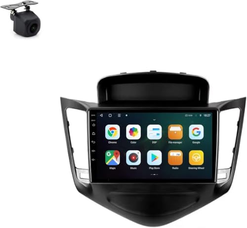 PLKEQS Estéreo de Coche Android de 9 Pulgadas para Chevrolet Cruze J300 2008-2014, CarPlay inalámbrico Android Auto 2G 64G Radio con Pantalla táctil GPS WiFi BT SWC RDS con cámara de Respaldo USB