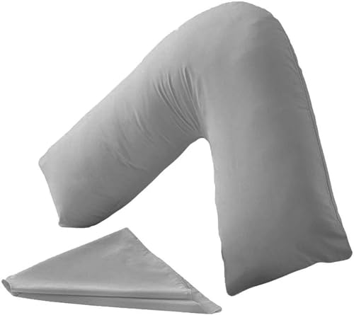 Comfy Nights Orthopedic V Shape Pillow Extra Support For Head, Neck & Back with Free Cover - Grey