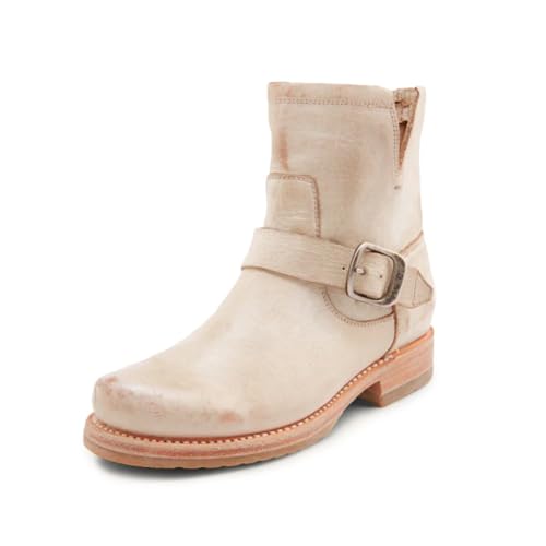 Image of Frye 5 inch Veronica Booties for Women - Full-Grain Brush-Off Leather with Antique Metal Hardware and Rubber Outsole, Genuine Stitch Welt Construction