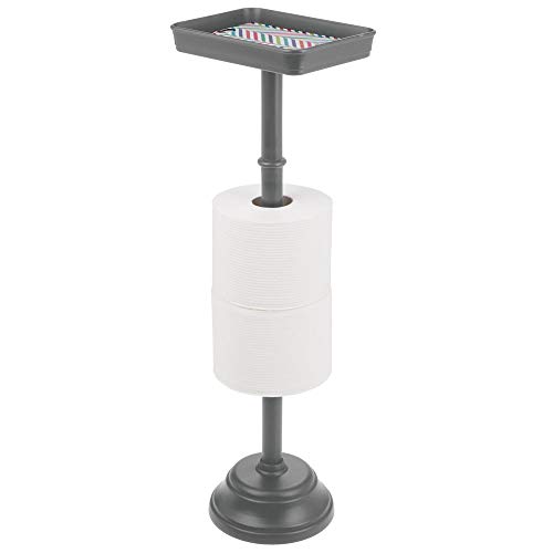 mDesign Modern Plastic Freestanding Storage Tray Stand, Pedestal with Capacity for 2 Rolls
