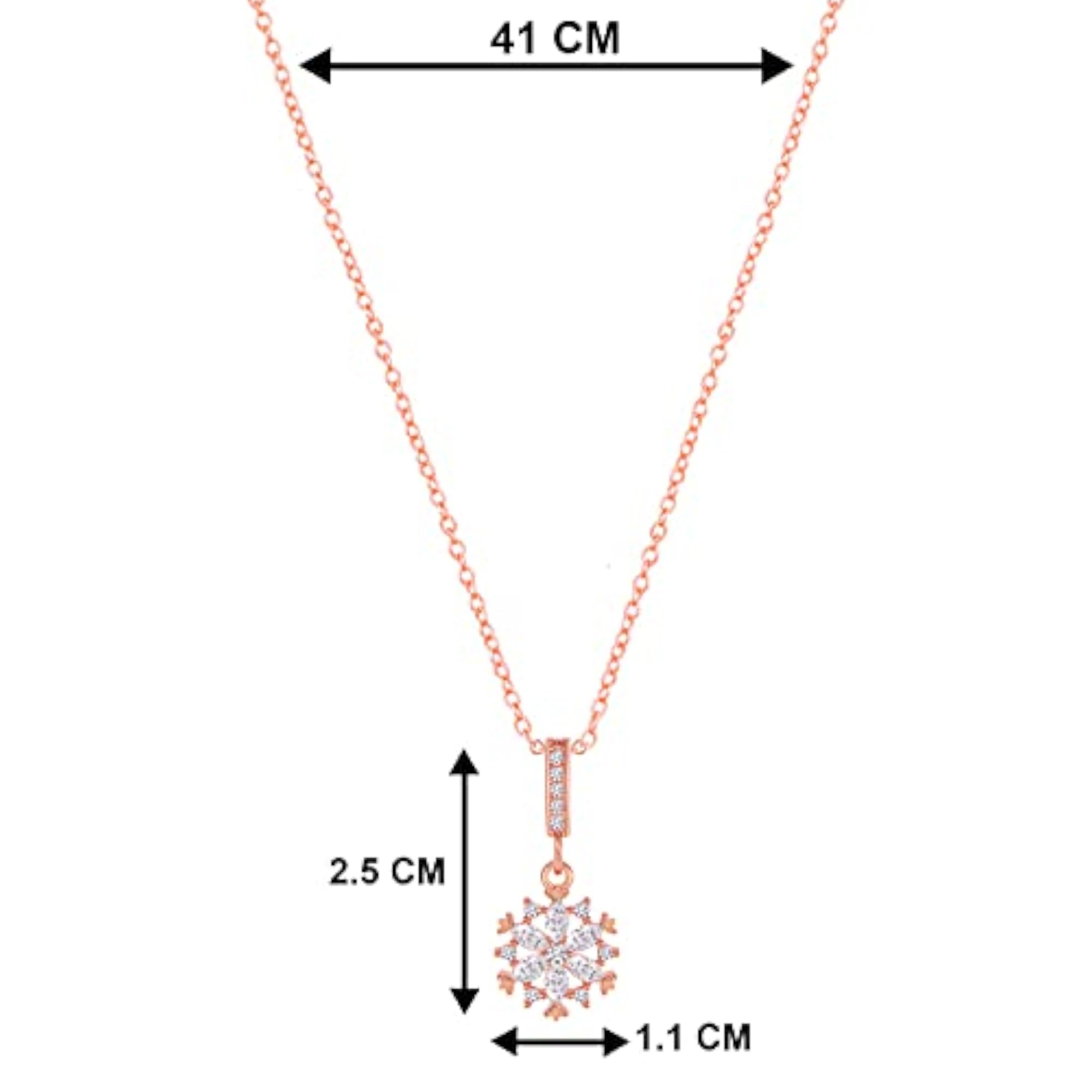Plated American Diamond Studded Pendant Necklace Chain, Stylish Gift