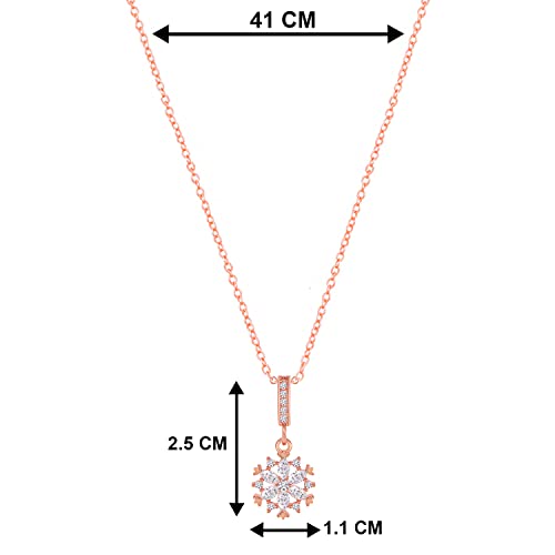Plated American Diamond Studded Pendant Necklace Chain, Stylish Gift