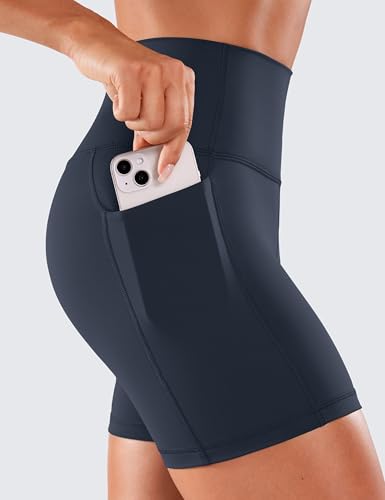Image of CRZ YOGA Biker Shorts Pockets 5 inch | Naked Feeling, Sleek, Decent Compression, Yoga, High Waisted, for Women