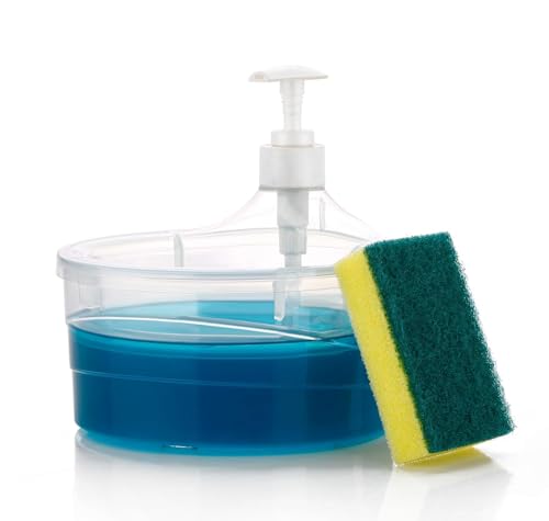 Image of 2 in 1 Multifunctional Plastic Liquid Soap Dispenser & Dish Washing Scrubber Sponge Holder
