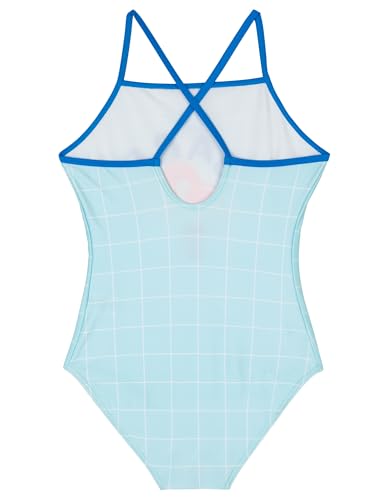 Barbie Little Girls Square Neck Racerback One Piece Bathing Suit UPF 50+ Aqua Blue 6 - image 2