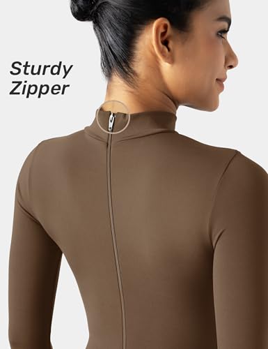 Image of speerise Women Bodysuit Rompers Long Sleeve Jumpsuits Leotards One Piece Tummy Control Yoga Workout Outfits