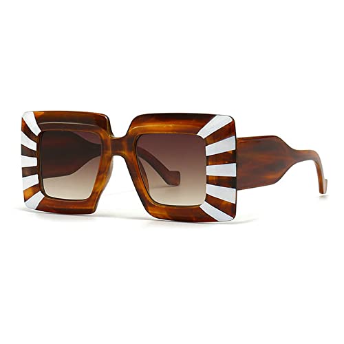 Image of COTIA Vintage Oversized Square Flat Top Stripe Sunglasse for Women Large Frame Sun Glasses Men Wide Leg Shades