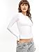 Danysu Womens Bulit in Bra Double Lined Nylon Long Sleeve Tops Crew Neck High Stretchy Fitted Fall Fashion Shirts 2025 Angle White M