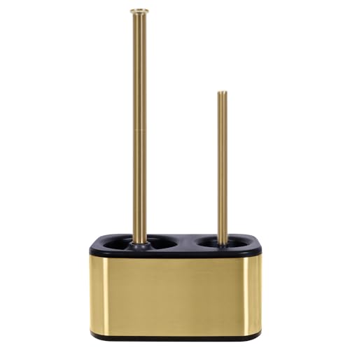Blue Donuts Toilet Brush and Plunger Set with Holder Sleek Minimalist Modern Gold Bathroom Accessories Toilet Plunger and Toilet Bowl Brush Combo