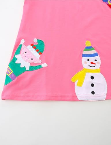 Bumeex Girl's Long Sleeve Dresses Cotton Christmas Cute Embroidery Applique Swing A-Line Casual Tunic Playwear 2-13 Years4