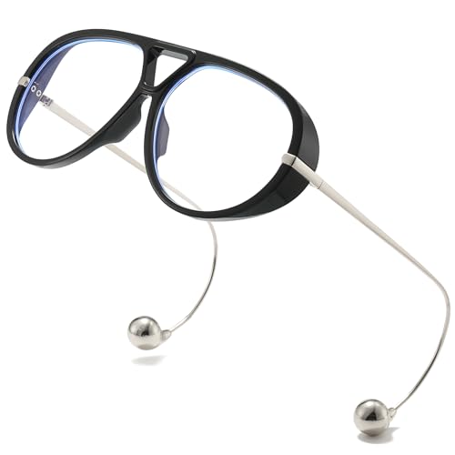 SODQW Oversized Aviator Blue Light Blocking Glasses Women with Earring Trendy Large Big Double Bridge Designer Eyewear