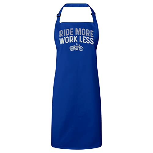 Tablier cuisine bleu Ride More Work Less en finition premium pour amateurs de belles mécaniques