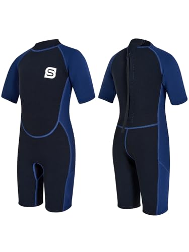 Summshall Traje de neopreno para niños de 2,5 mm, térmico, para natación, buceo, surf, traje de neopreno largo y cálido, para niñas y niños, protección UV y ultra elástico