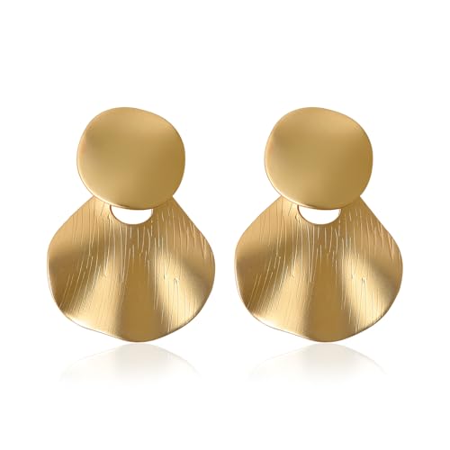 Silver Gold Statement Earrings for Women Big 80s 90s Boho Retro Drop Dangle Earring Lightweight Vintage Hammered Link Knot Hoop Teardrop Jewelry Valentine’s Christmas Birthday Party Anniversary