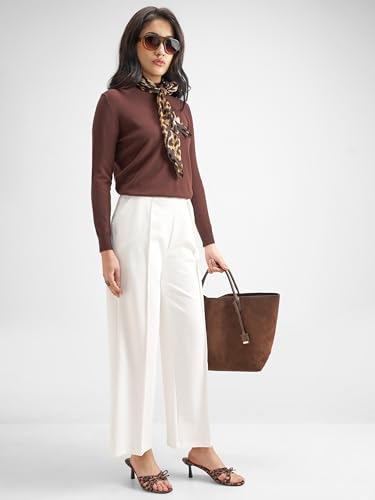 Image of Tokyo Talkies Wide Leg Relaxed fit Korean Pants |Ultra Soft|High Rise Pleated Trousers |Workwear|Formal All Day wear