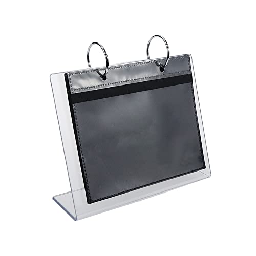 Pastlla 4x6 Inch Desktop Acrylic Photo Album Small Family Table Flip Photo Album Picture Holder Book Clear Frames Desktop Display Holder, 17 Pages Hold 34 Pictures, Black Interior, 6 Inch