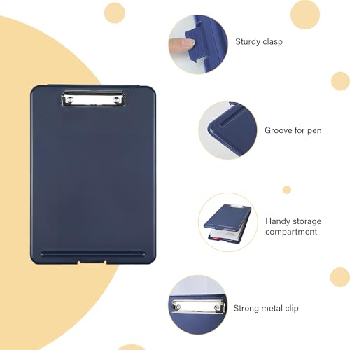 Image of oddpod Praise A4 Clip Pad /Clipboard with Storage Case for Paper and Document Storage 83002 (Dark Blue)