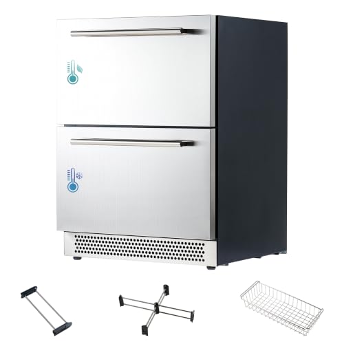 Image of Albott 24 Inch Under Counter Drawer Fridge, Dual-Zone Beverage Refrigerator | Stainless Steel Design, LED Touch Control, Adjustable Storage, Frost-Free, Low Noise, 34℉-68℉, -0.4℉ to 32℉