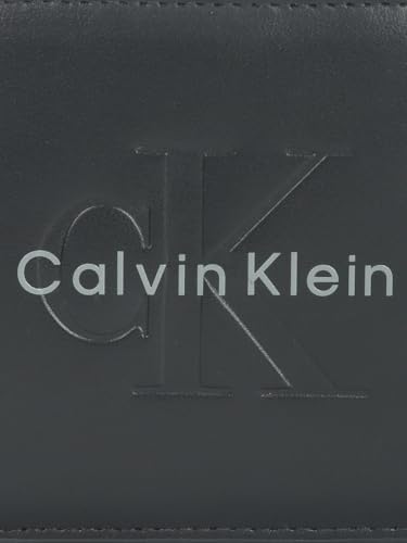 Image of Calvin Klein Logo black leather bi fold wallet