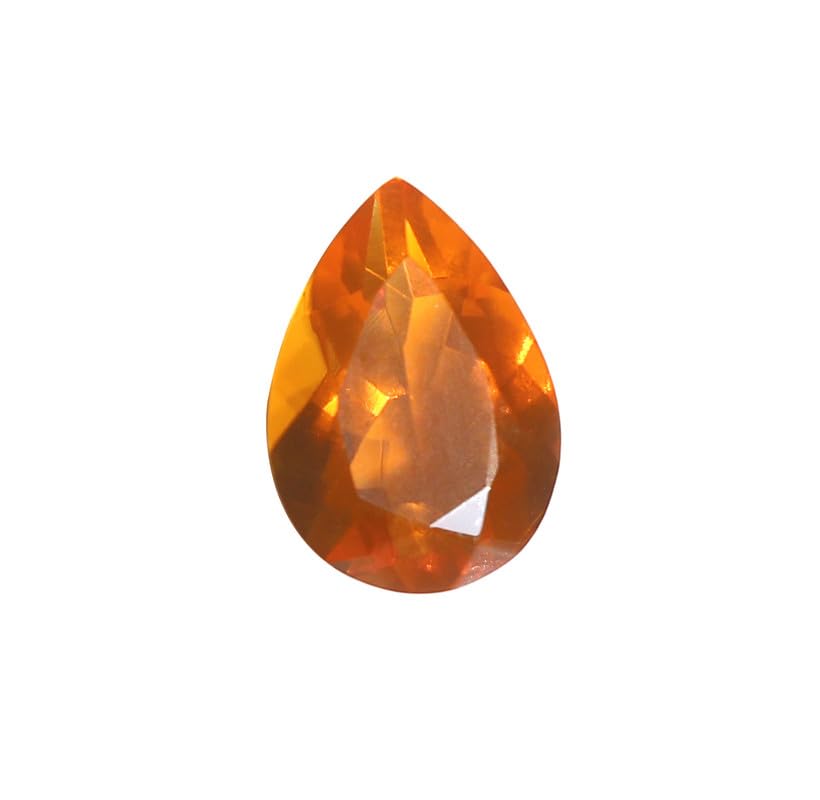 Opale de feu du Mexique taillée en poire, la pierre précieuse orange pour un cadeau mémorable