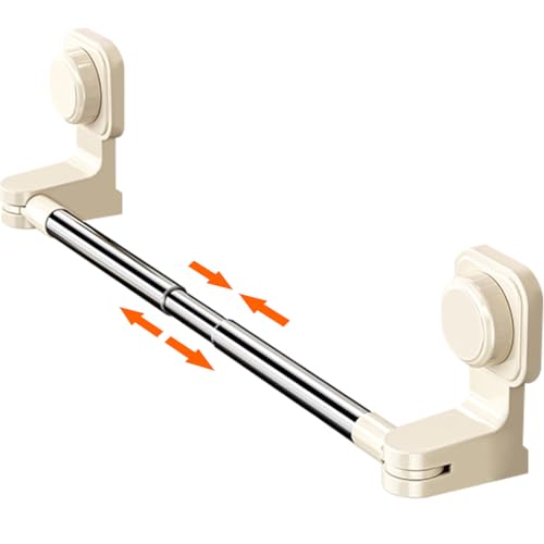 EHERDM Barre porte-serviettes extensible à ventouse de 30,5 à 61 cm - Porte-serviettes amovible en acier inoxydable pour douche, sans perçage, tringle à vêtements murale pour salle de bain, cuisine