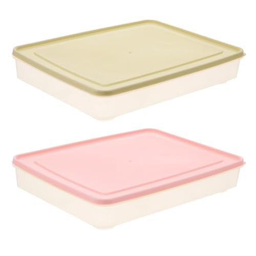Wuuooei Caja de Almacenamiento de Huevos, 2 Piezas Hueveras de Plastico, Hueveras para Frigorifico 24 Huevos, Bandeja Huevos Nevera con Tapa, Huevera Nevera Apilable (rosa, beige)