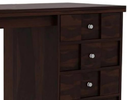 Image of Solid Sheesham Wooden Study Table & Desk with Drawer for Office and Home | Computer Laptop Table | Reading & Writing Desk | Laptop Desk (Walnut F)