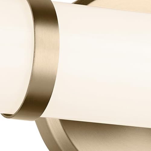 Image of Kichler Rosh 18 in LED Bathroom Vanity Light Fixture with White Glass in Champagne Bronze, Modern Minimalist Bath Bar for Mirror, Dimmable (18 in W x 5 in H), 55187CPZLED